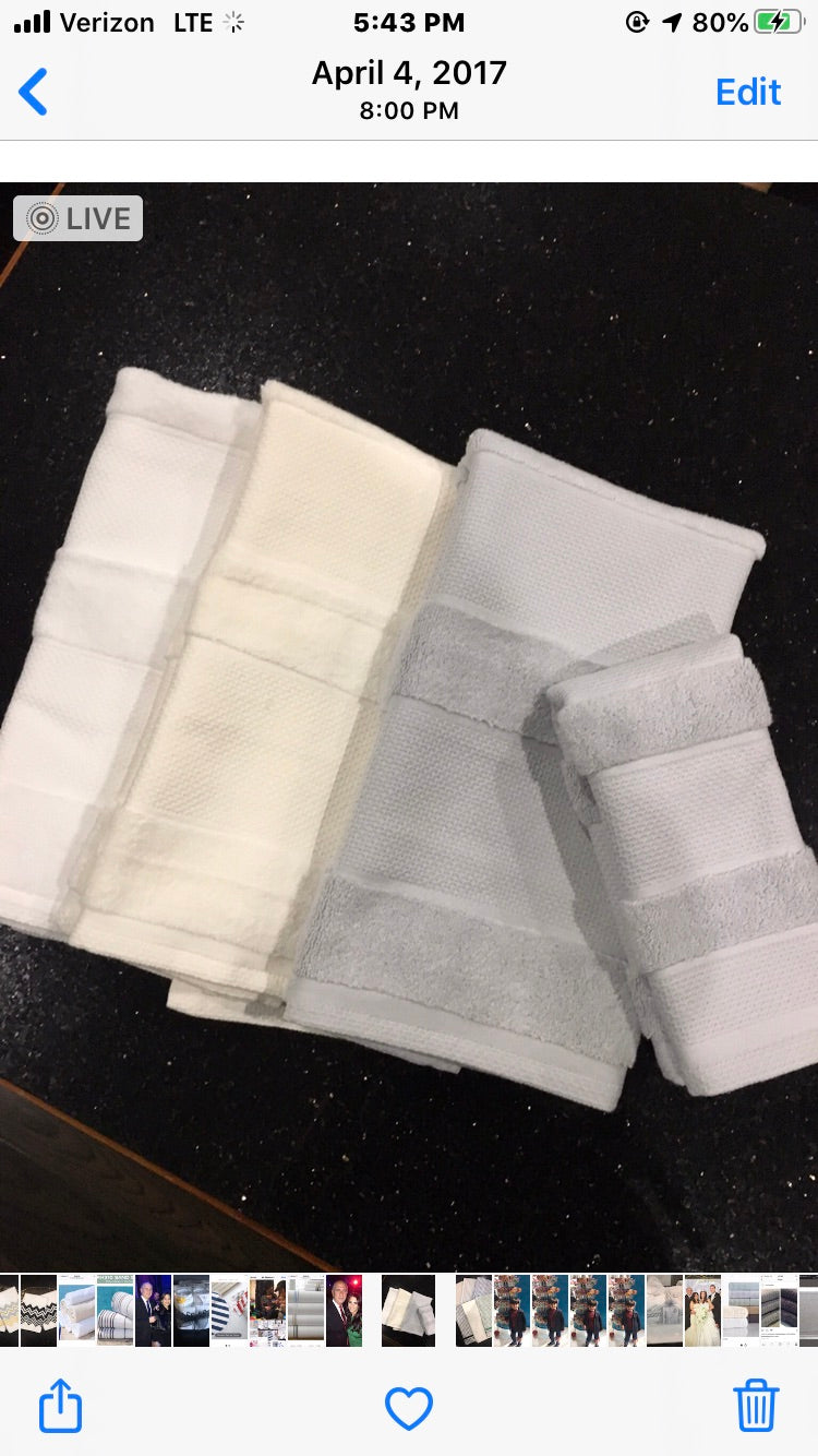 Waffle White/Ivory /grey Towels