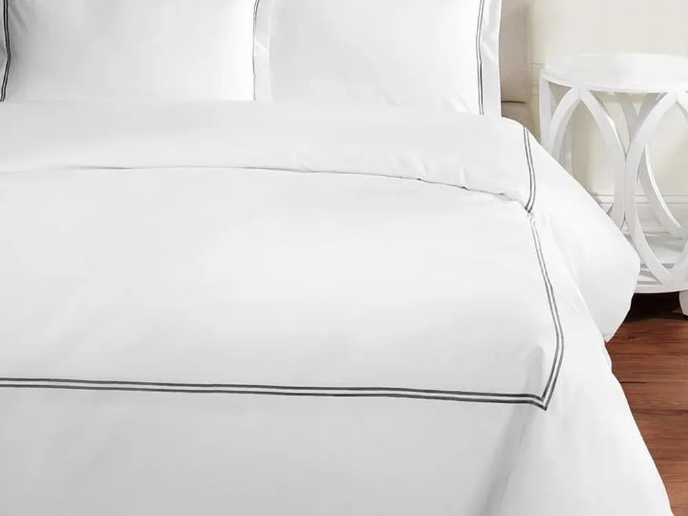 600 Thread Count Two Stripe Embroidered Duvet Set